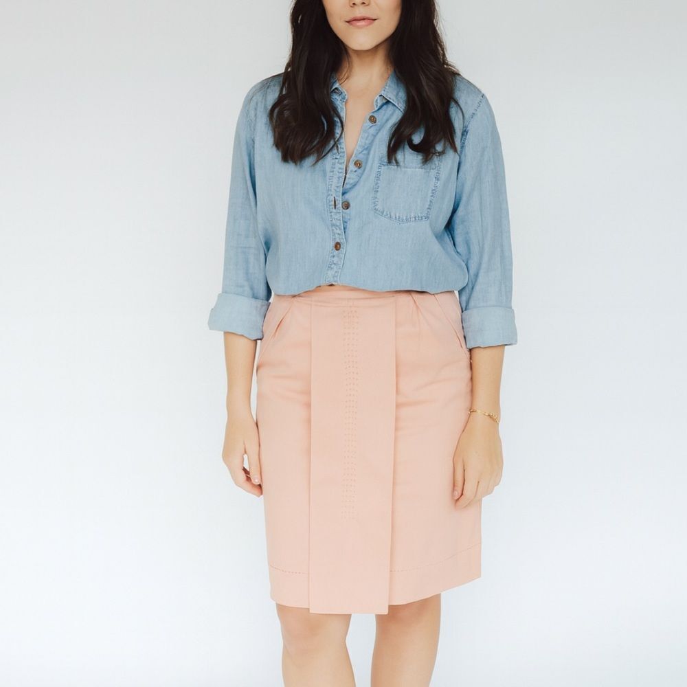 Stella McCartney Pleated Pencil Skirt Solid Light Pink Sz 8